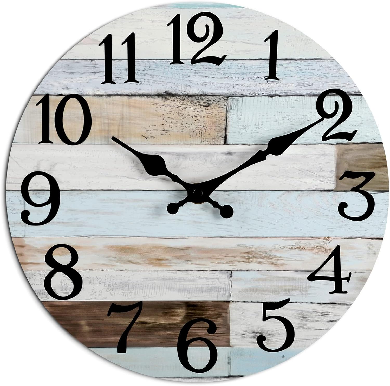 Battery Operated Farmhouse Blue Wall Clock — 14" — Multicolor