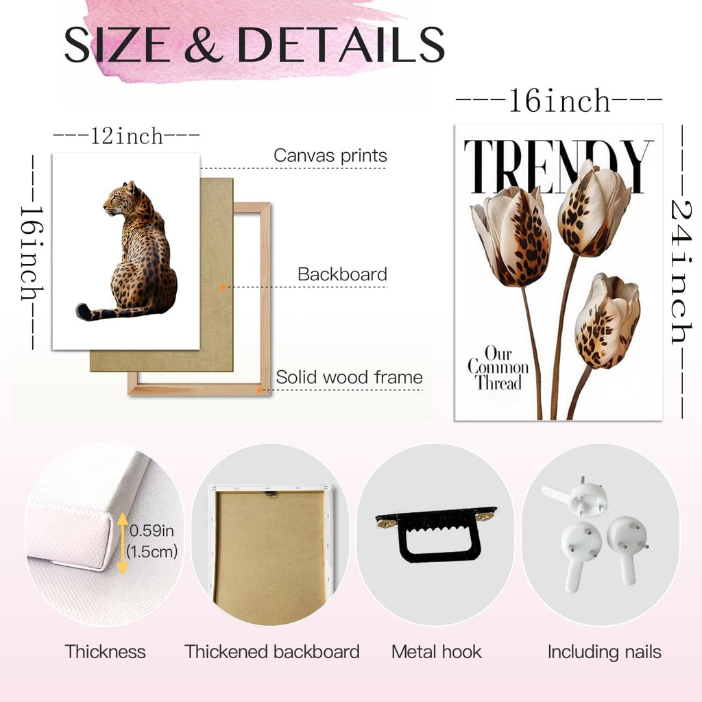 Framed Pink Canvas Wall Art — 12x16 - View 3