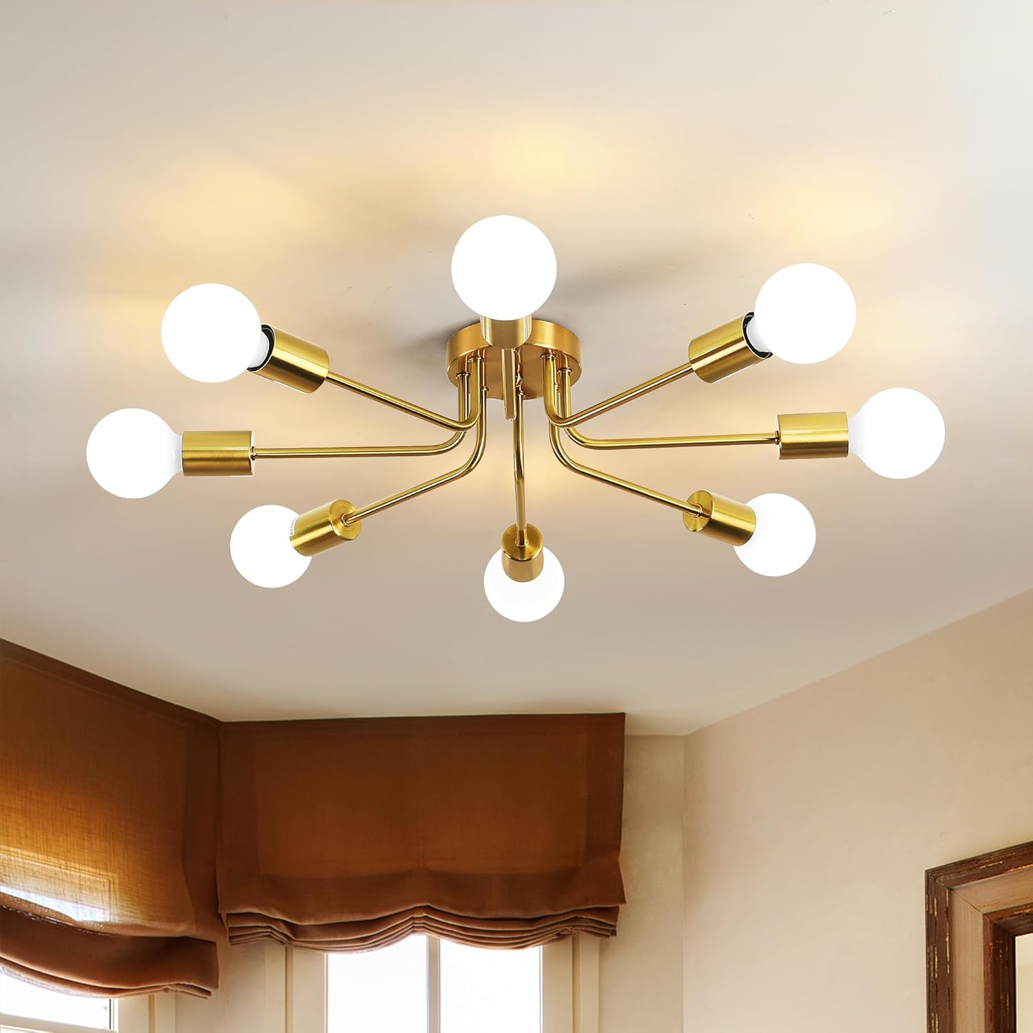 Luxe Black Chandelier — 6-Light — Gold