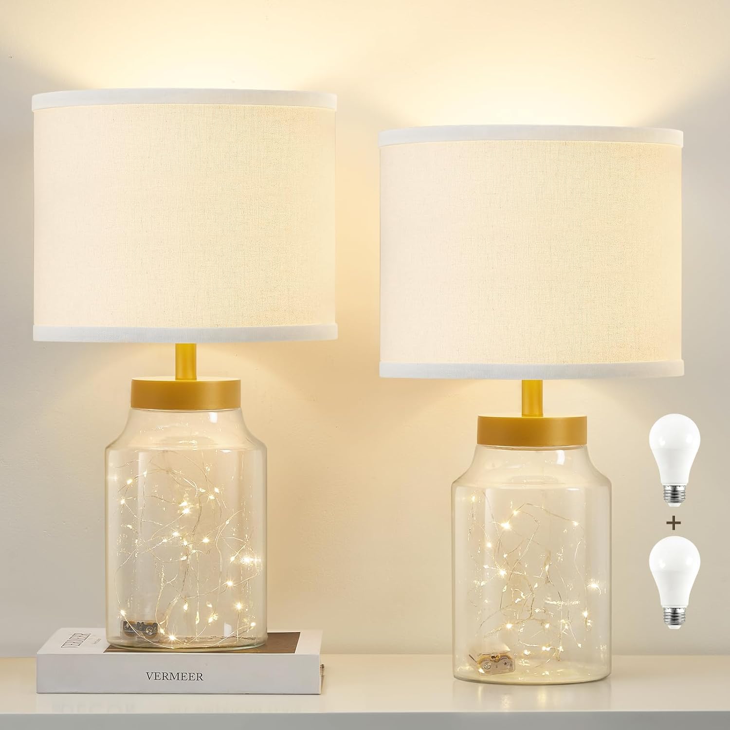 Modern Blue Bedside Lamp — White+Gold