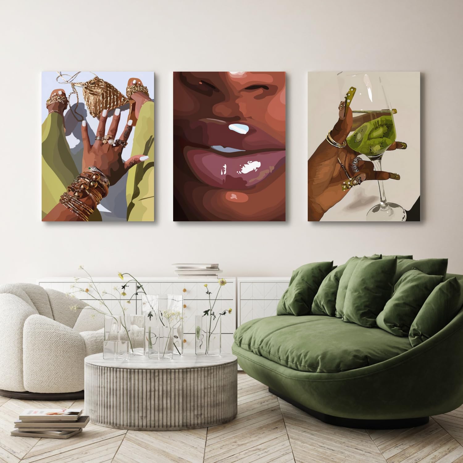 Framed Green Canvas Wall Art — 12" - View 7