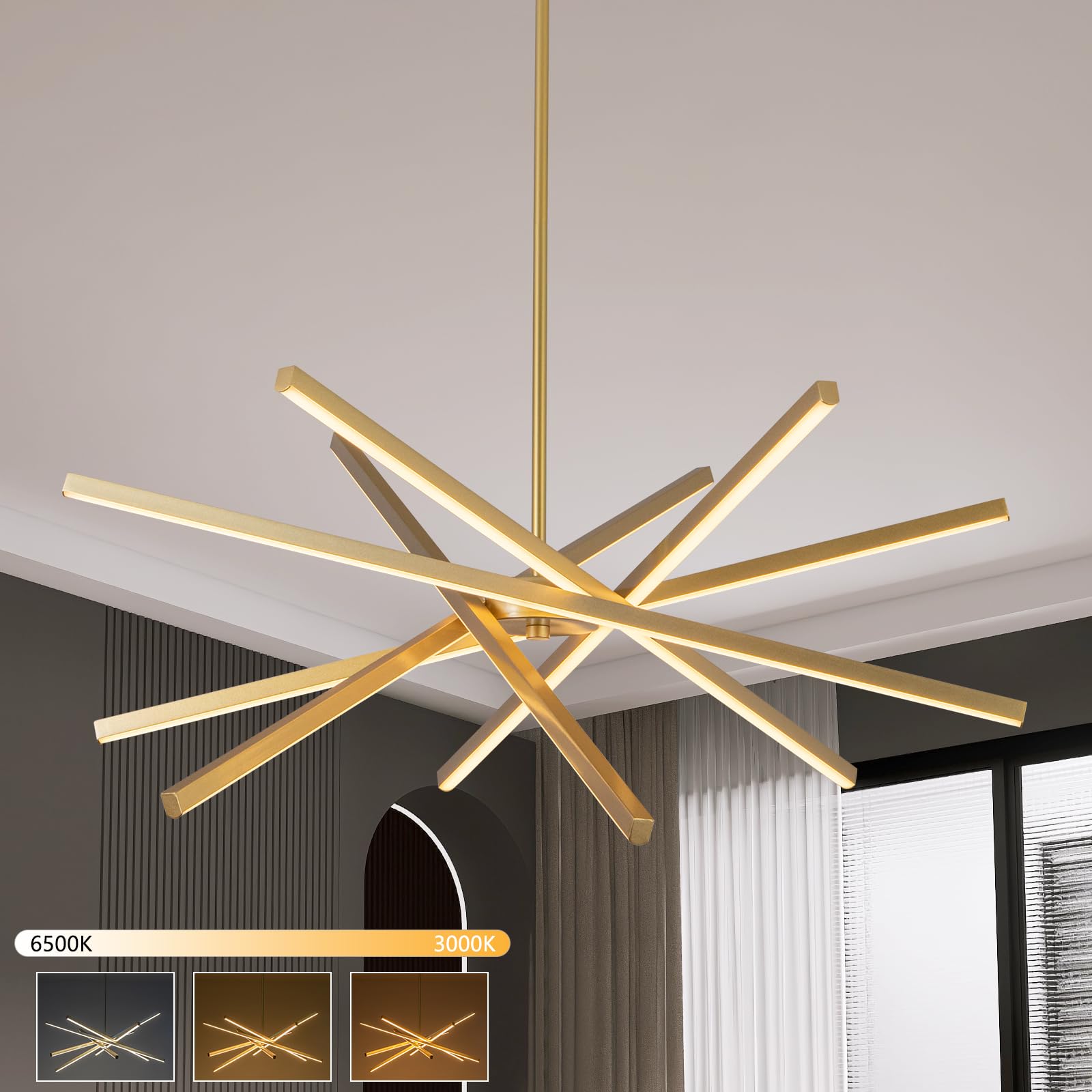 Dimmable Luxe Black Chandelier