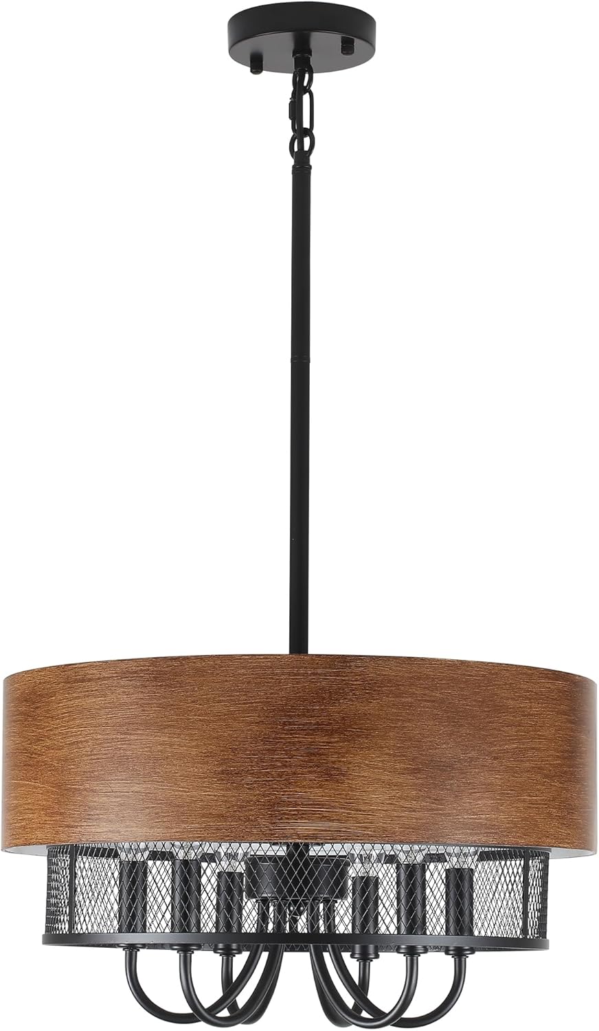 Round Farmhouse Black Chandelier — 6-Light - View 8