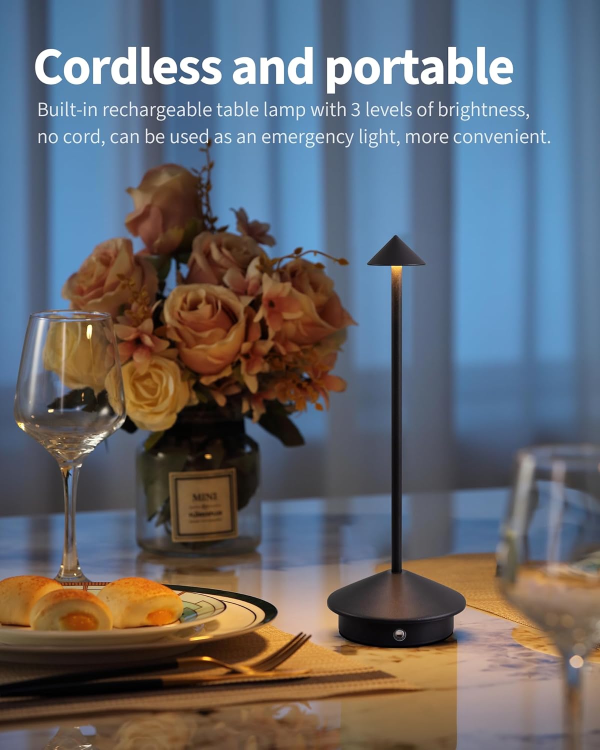 Cordless Modern Black Desk Lamp — Set of 2 - View 2