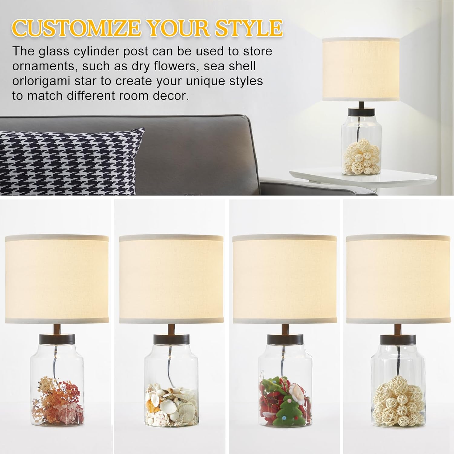 Modern Blue Bedside Lamp - View 2