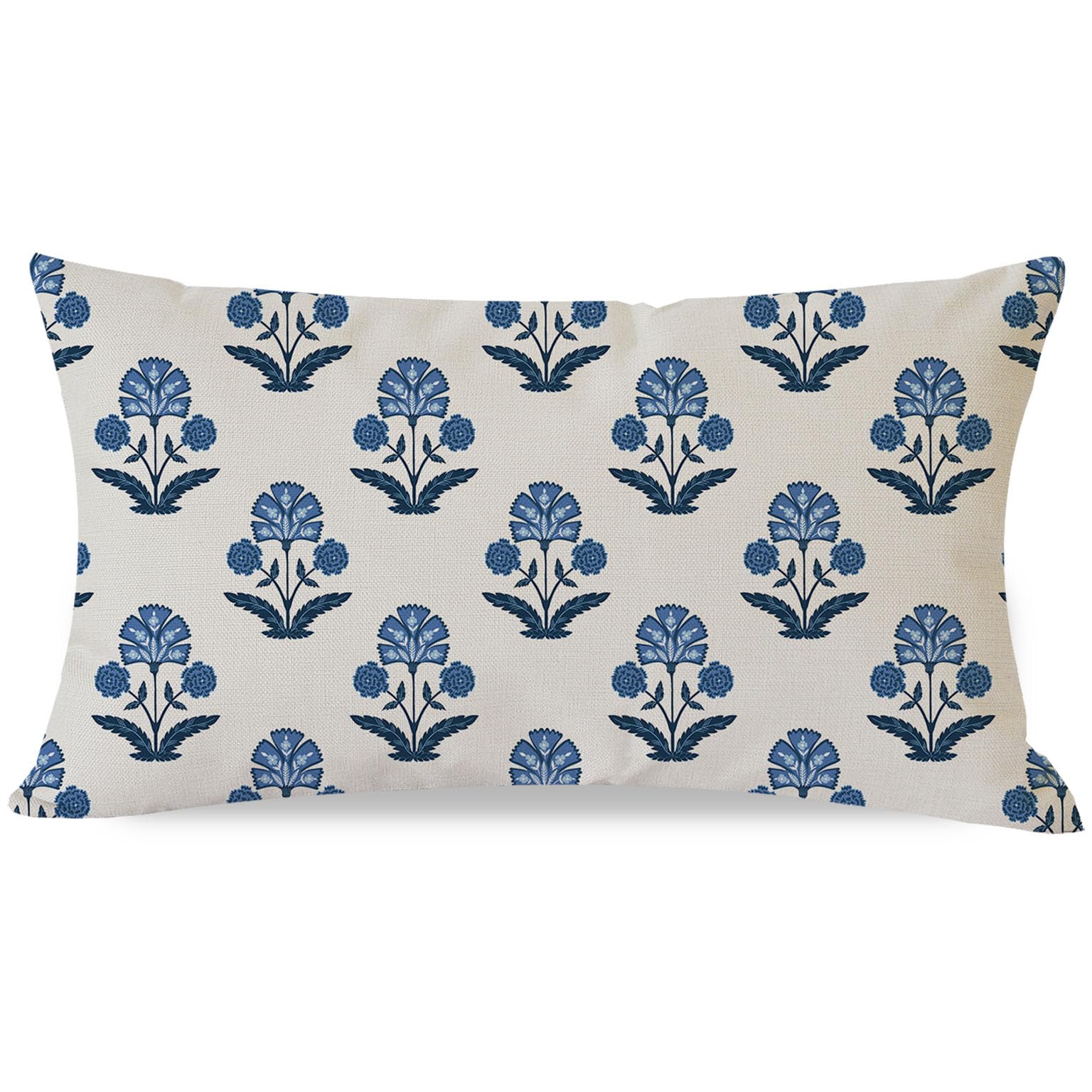 Lumbar Boho Blue Throw Pillow Cover — 20"