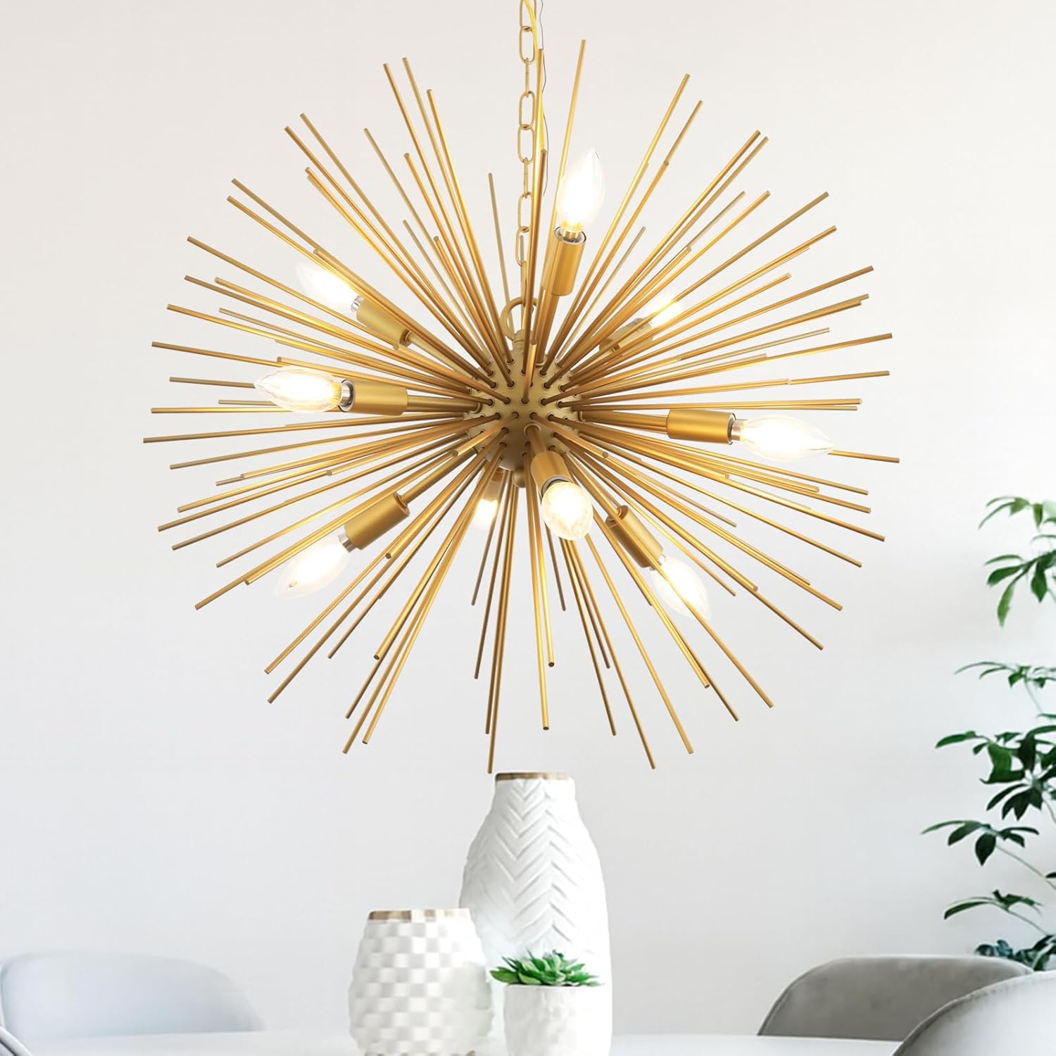 Modern Black Chandelier — 4-Light — Gold 23.8"
