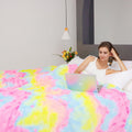 Blue Throw Pillow — 50" — Multi Rainbow