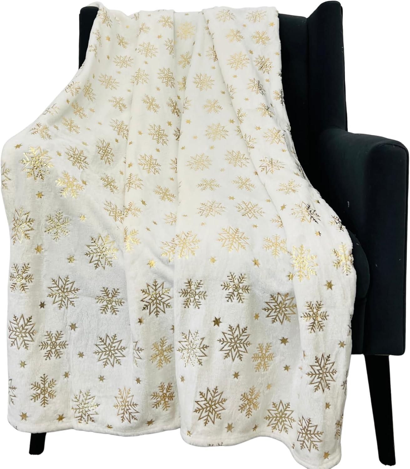 Oversized Brown Throw Pillow — 50" — Gold Snowflake Stars