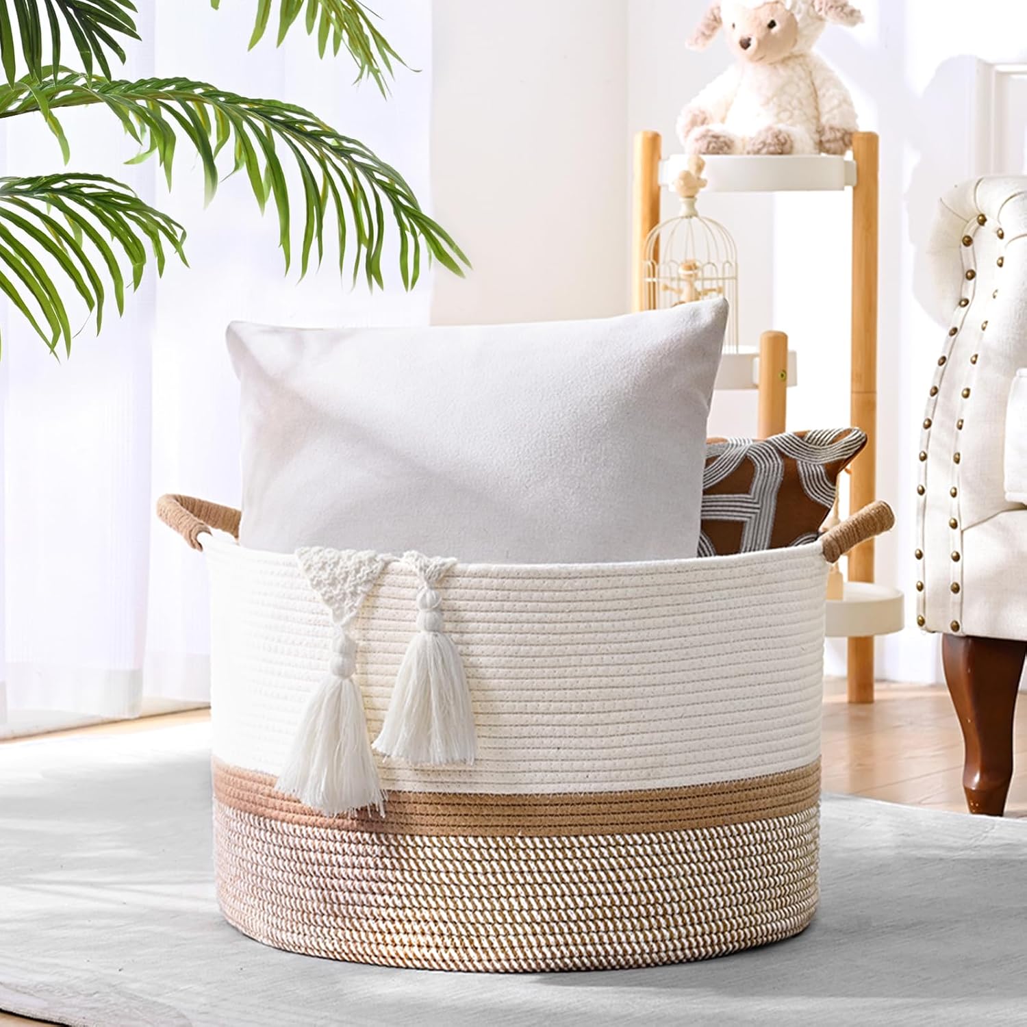 Boho Beige Throw Pillow — 20" - View 3