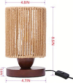 Handwoven Boho Wood Bedside Lamp — 8.6" - View 5
