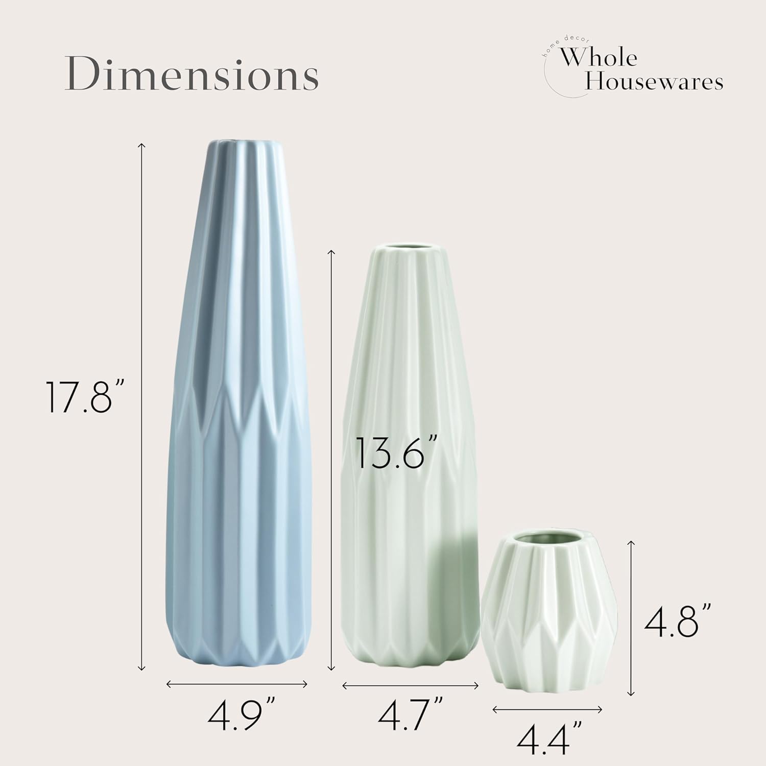 Round Modern Ceramic Flower Vase — Set of 3 - View 3