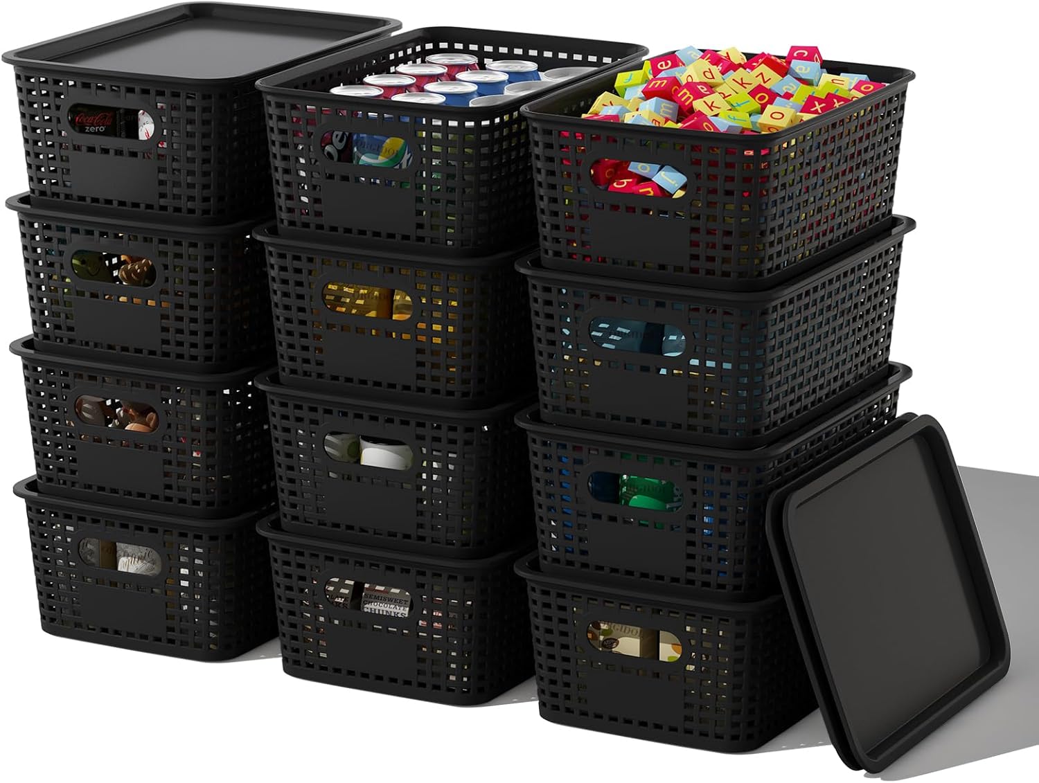 Black Storage Bin — 12 Pack