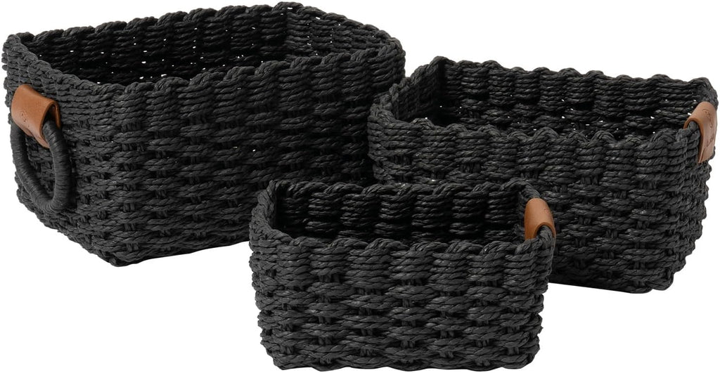 Boho Rattan Woven Basket — Set of 3 - View 6