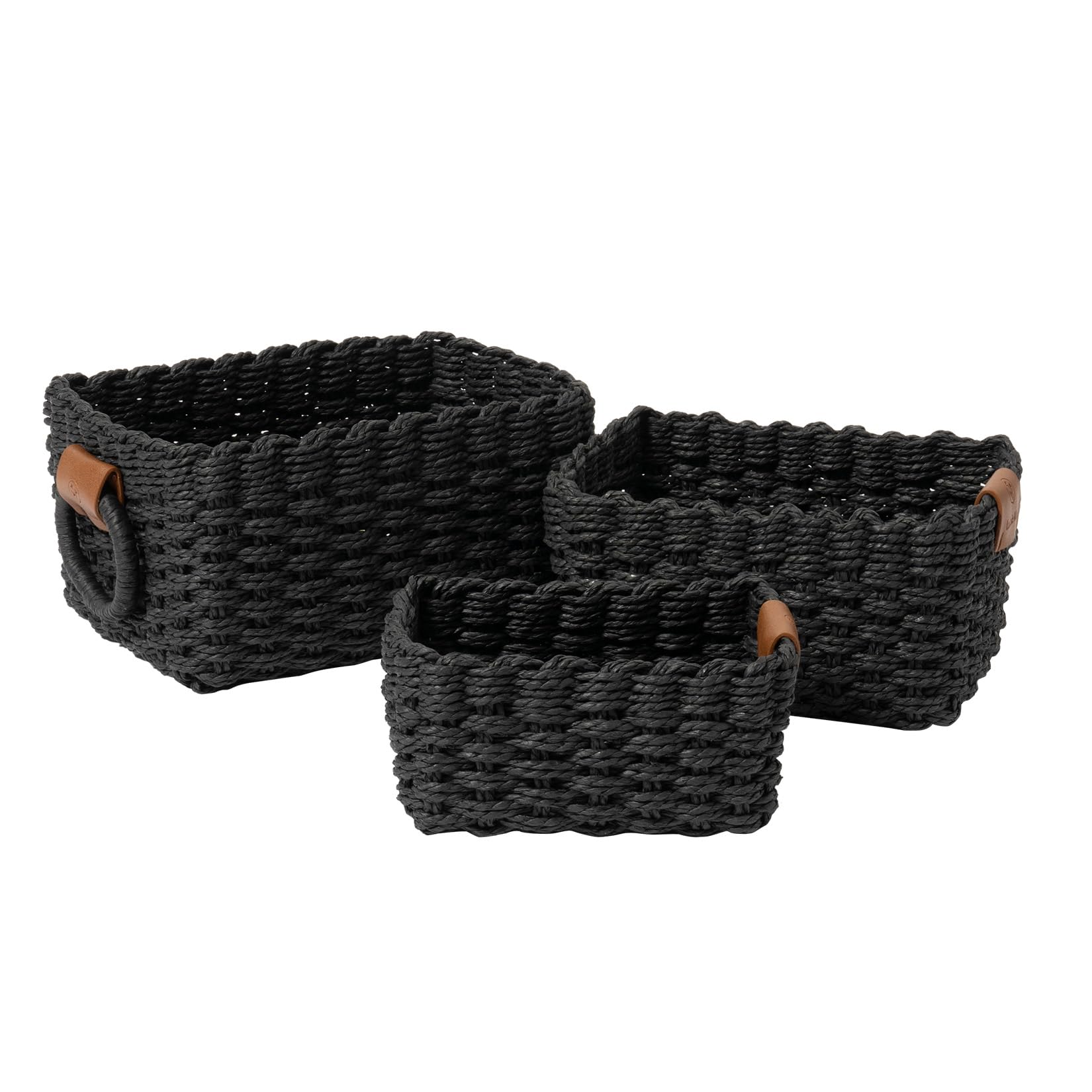 Boho Rattan Woven Basket — Set of 3