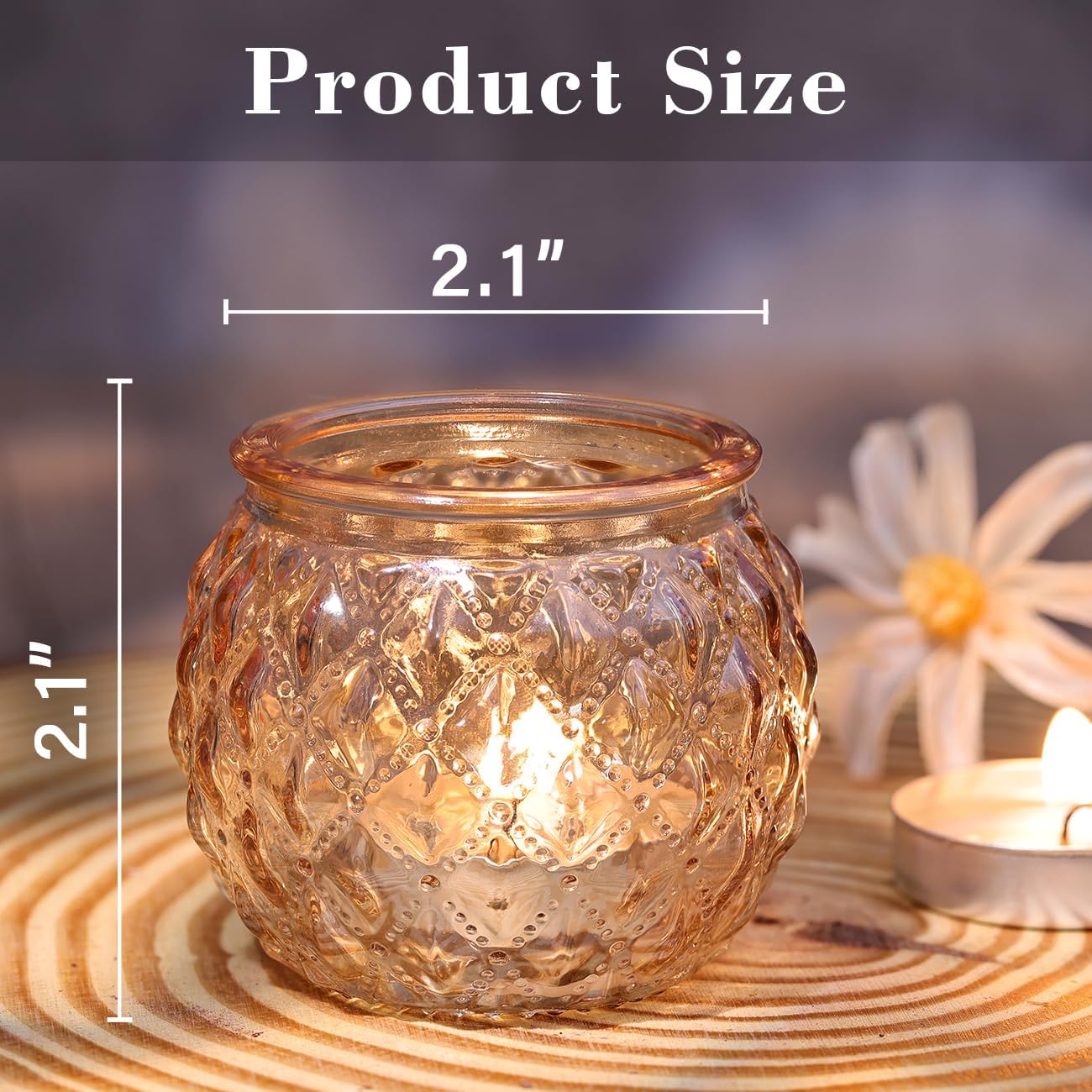 Round Luxe Blue Candle — Set of 24 - View 2