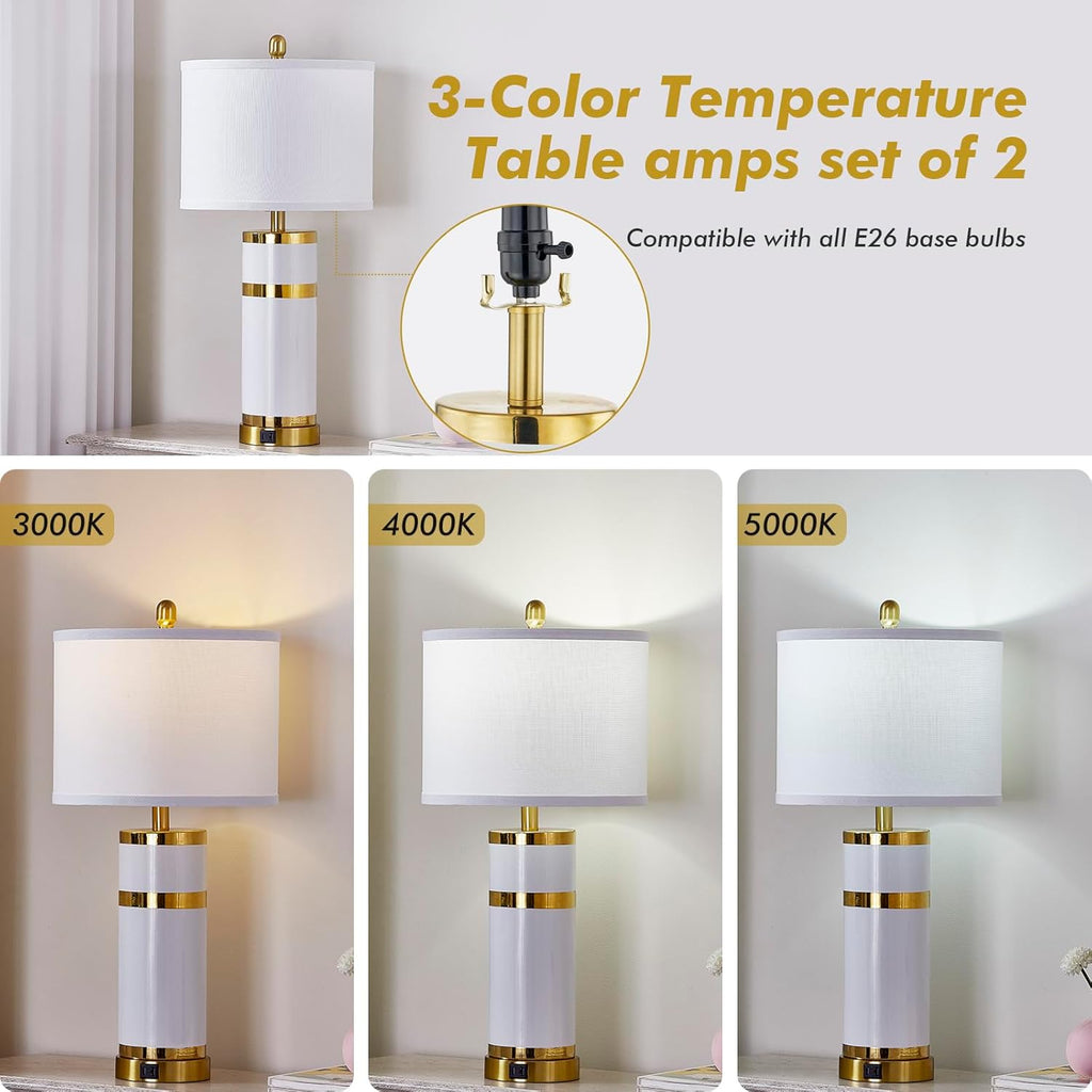 USB Luxe Blue Bedside Lamp — 28" - View 3