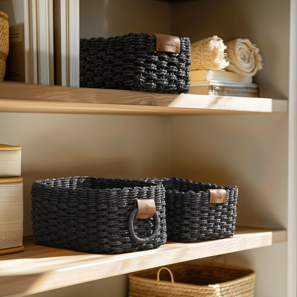 Boho Rattan Woven Basket — Set of 3 - View 3