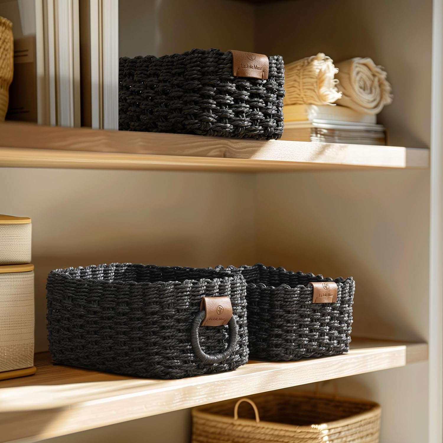 Boho Rattan Woven Basket — Set of 3 - View 3