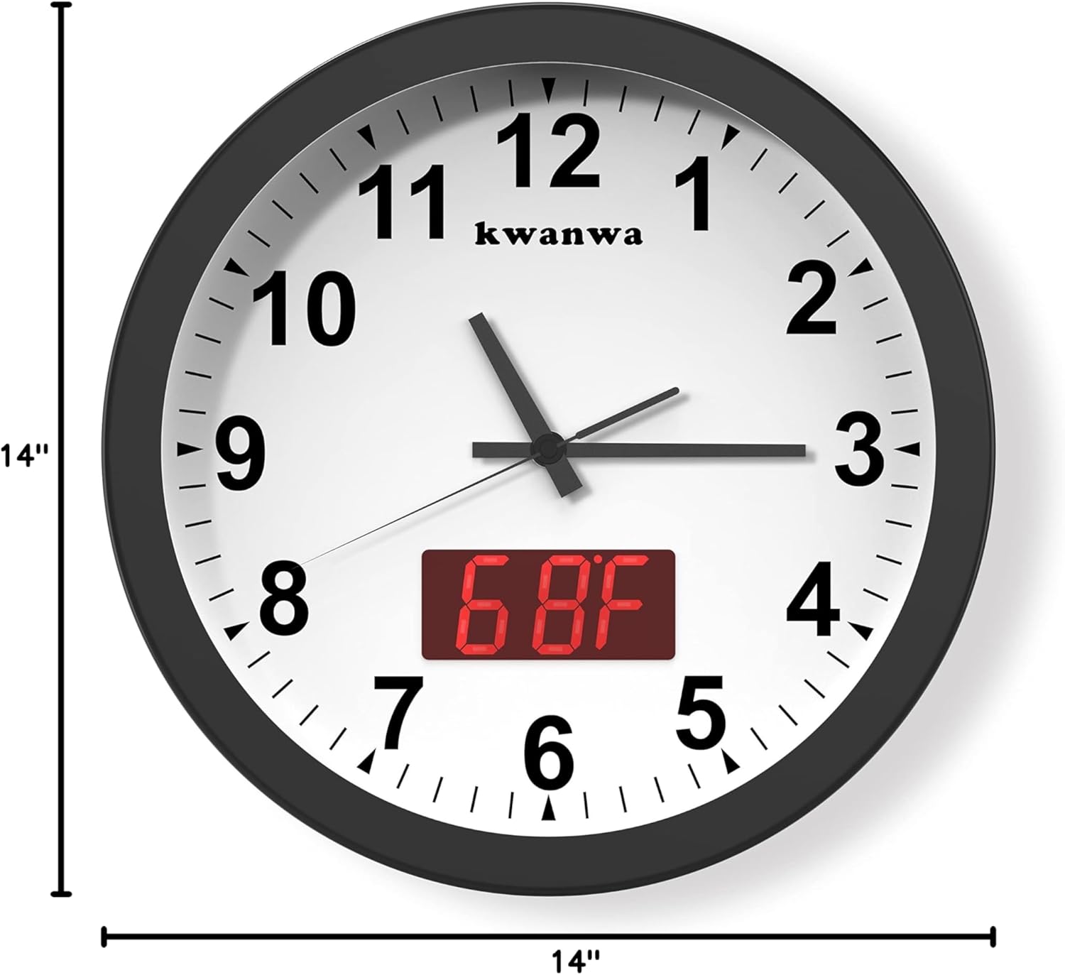 Adjustable Black Wall Clock — 12" - View 8