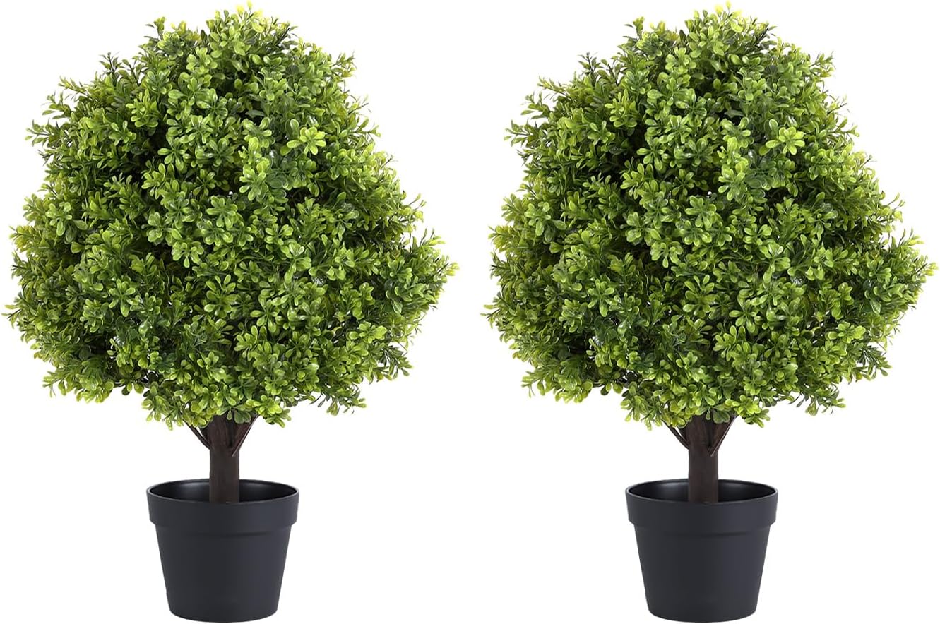 Green Artificial Plant — 24" — Fine Leaf Milan Grass Topiary - 24"