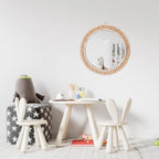 Round Boho Wood Wall Mirror — 15" - View 2
