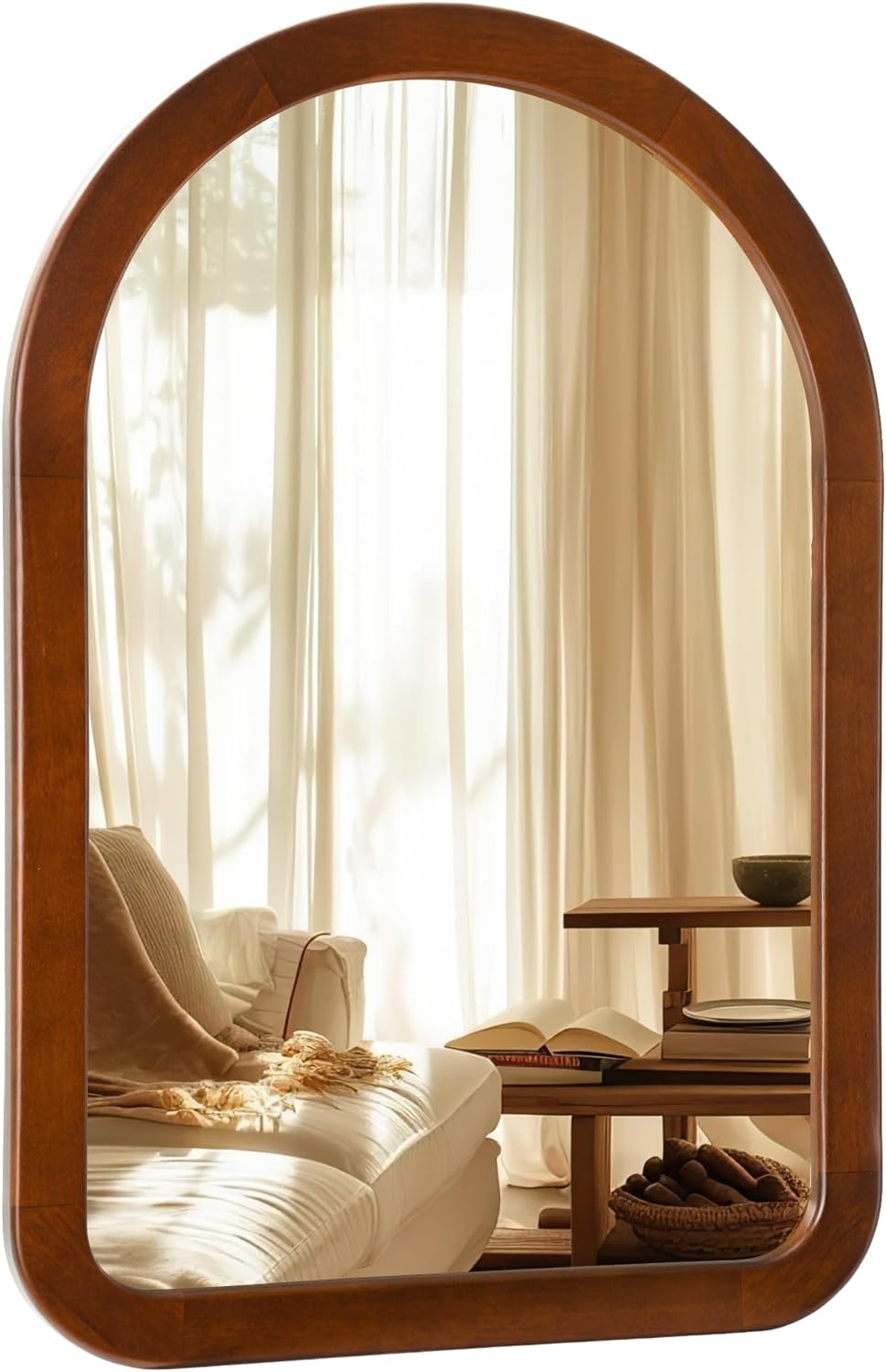Round Farmhouse Brown Wall Mirror — 30" — 30"L x 22"W