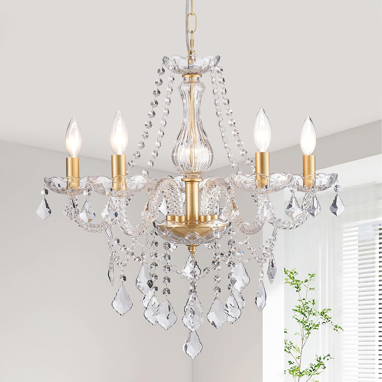 Luxe Black Chandelier — 4-Light — D23" Gold