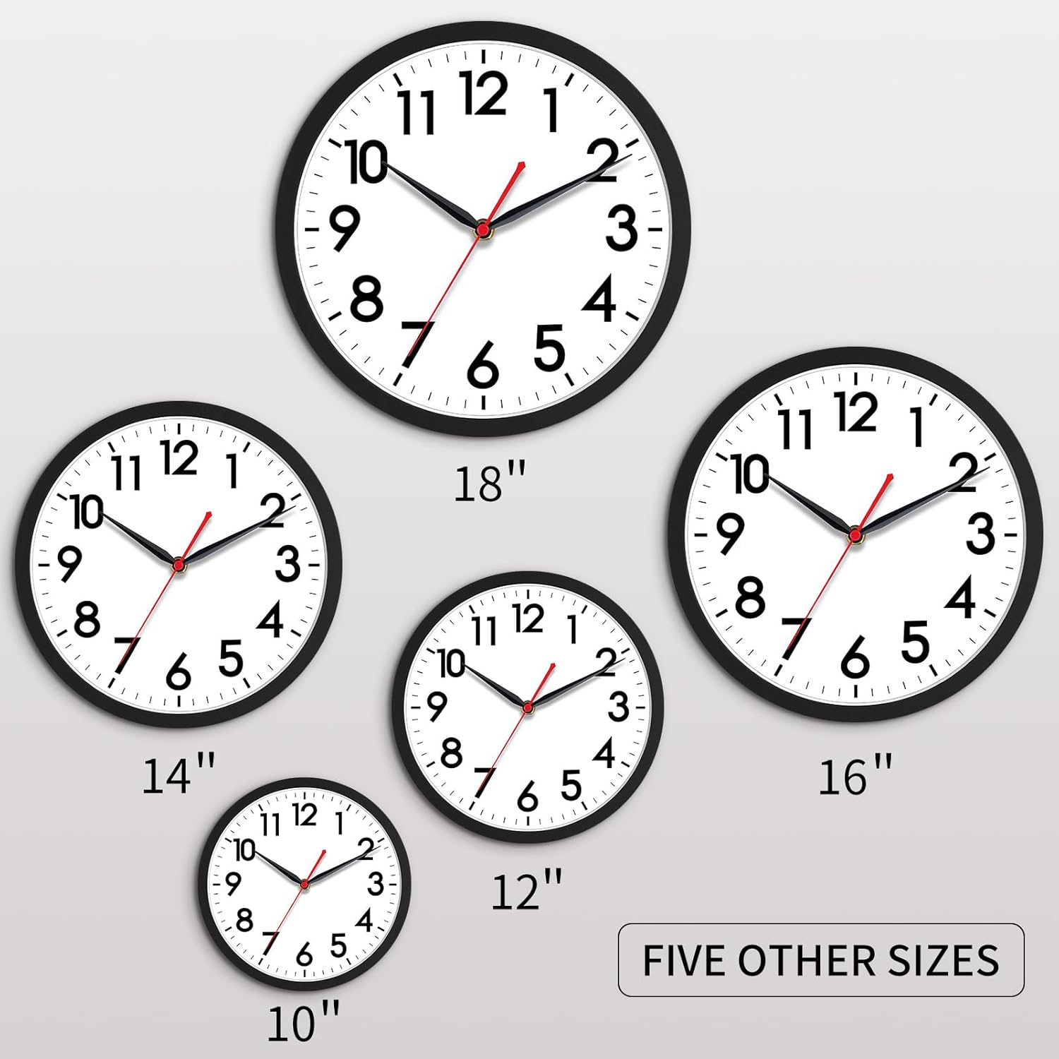 Battery Operated Black Wall Clock — 18" - View 3