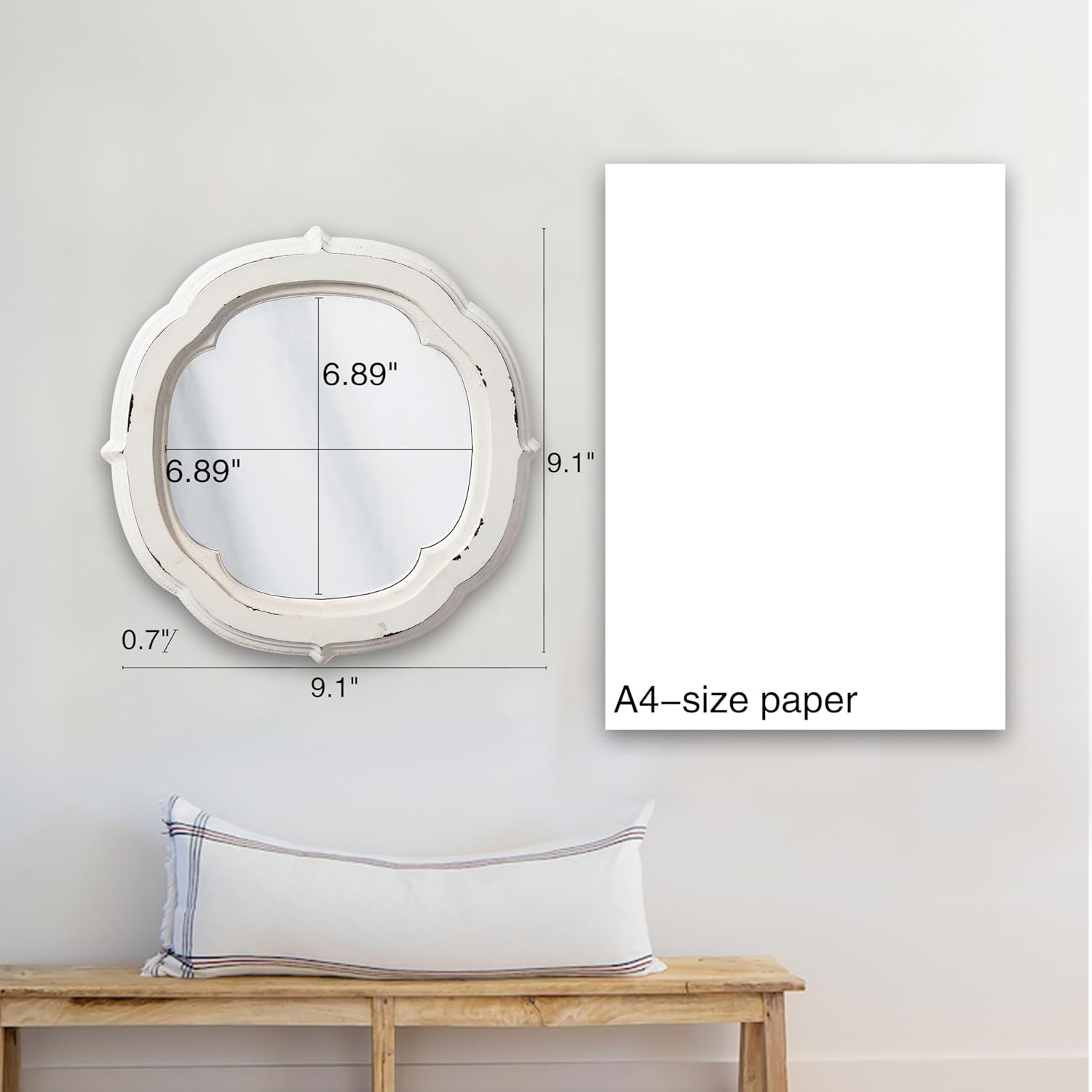 Round Farmhouse Wood Wall Mirror — 1" - View 2