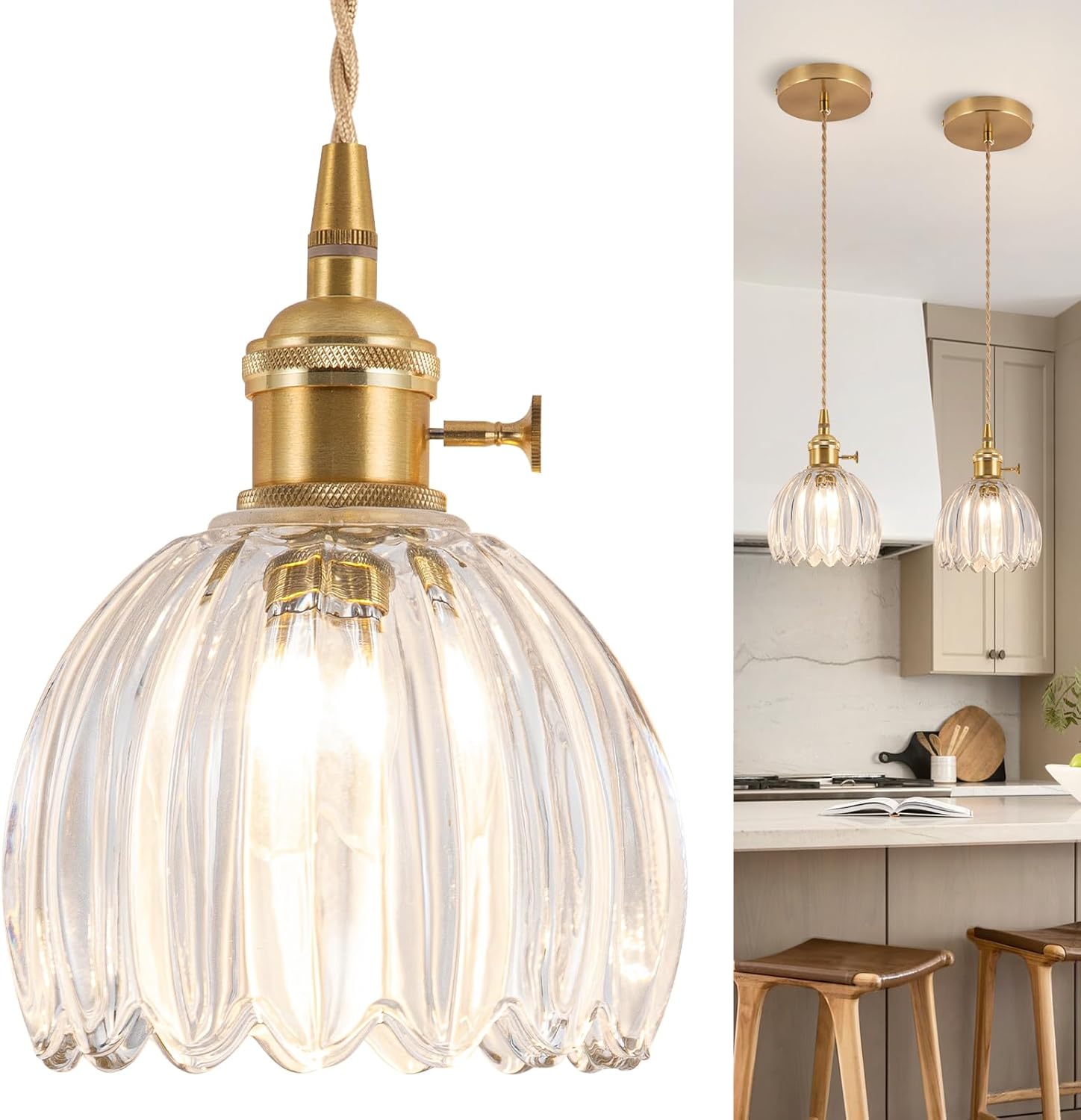 Blue Pendant Light — 11" — Tulip Transparent