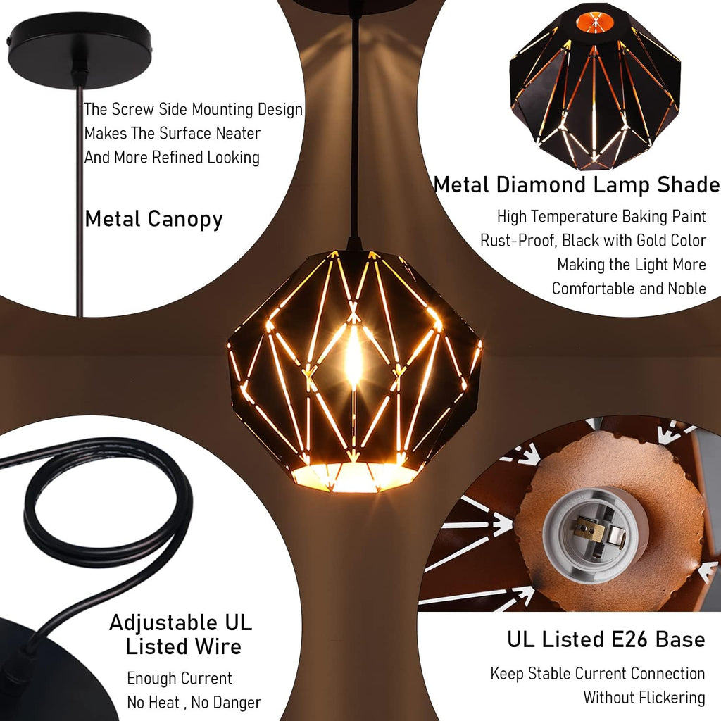 Vintage Farmhouse Black Pendant Light - View 9