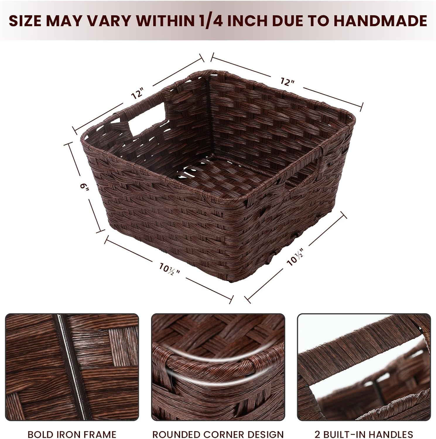 Boho Brown Storage Basket — 12" - View 2