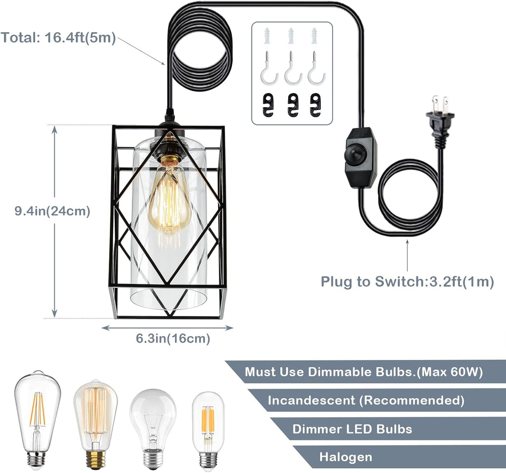 Farmhouse Black Pendant Light - View 3