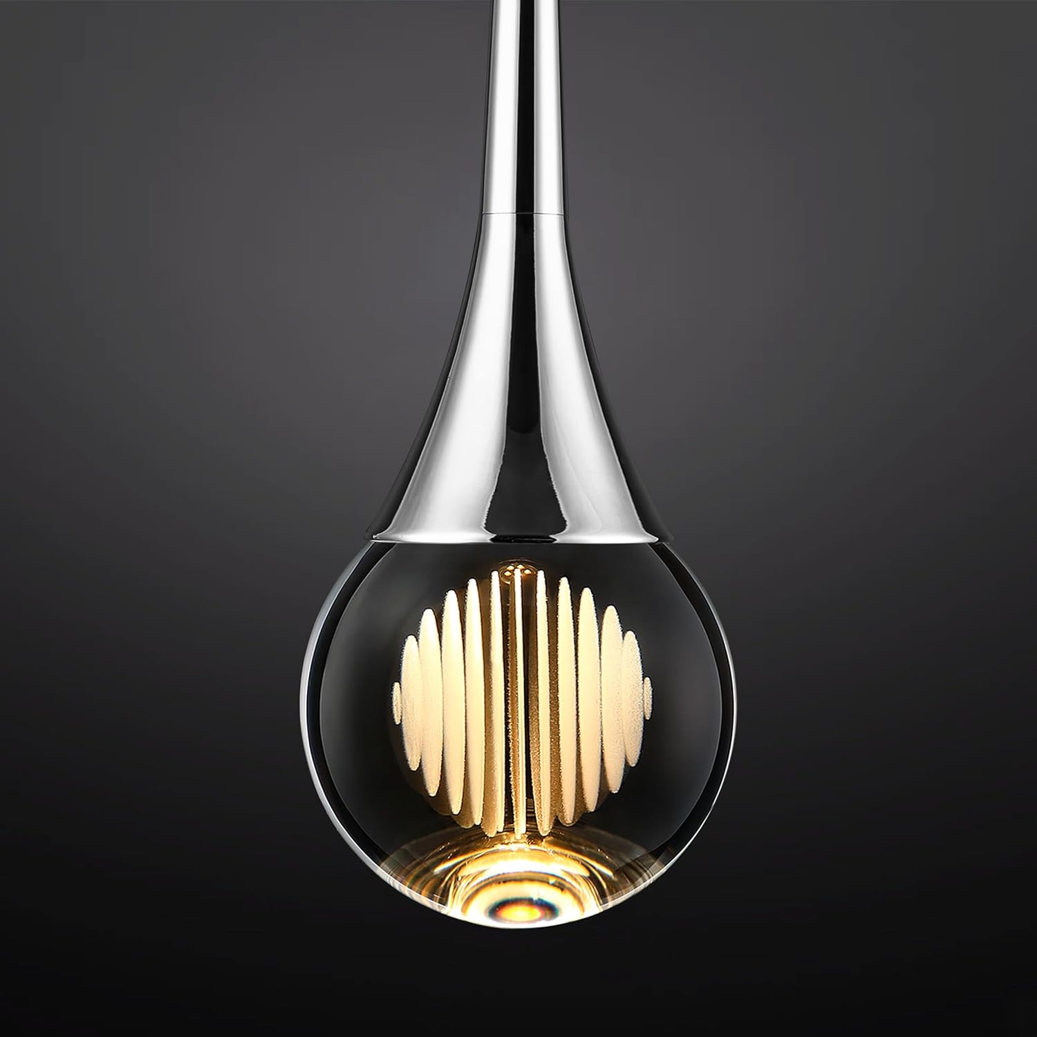 Dimmable Luxe Gold Pendant Light — 1-Light — Cutting Ball Polished Nickel