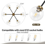 Adjustable Modern Black Chandelier — 6-Light - View 4