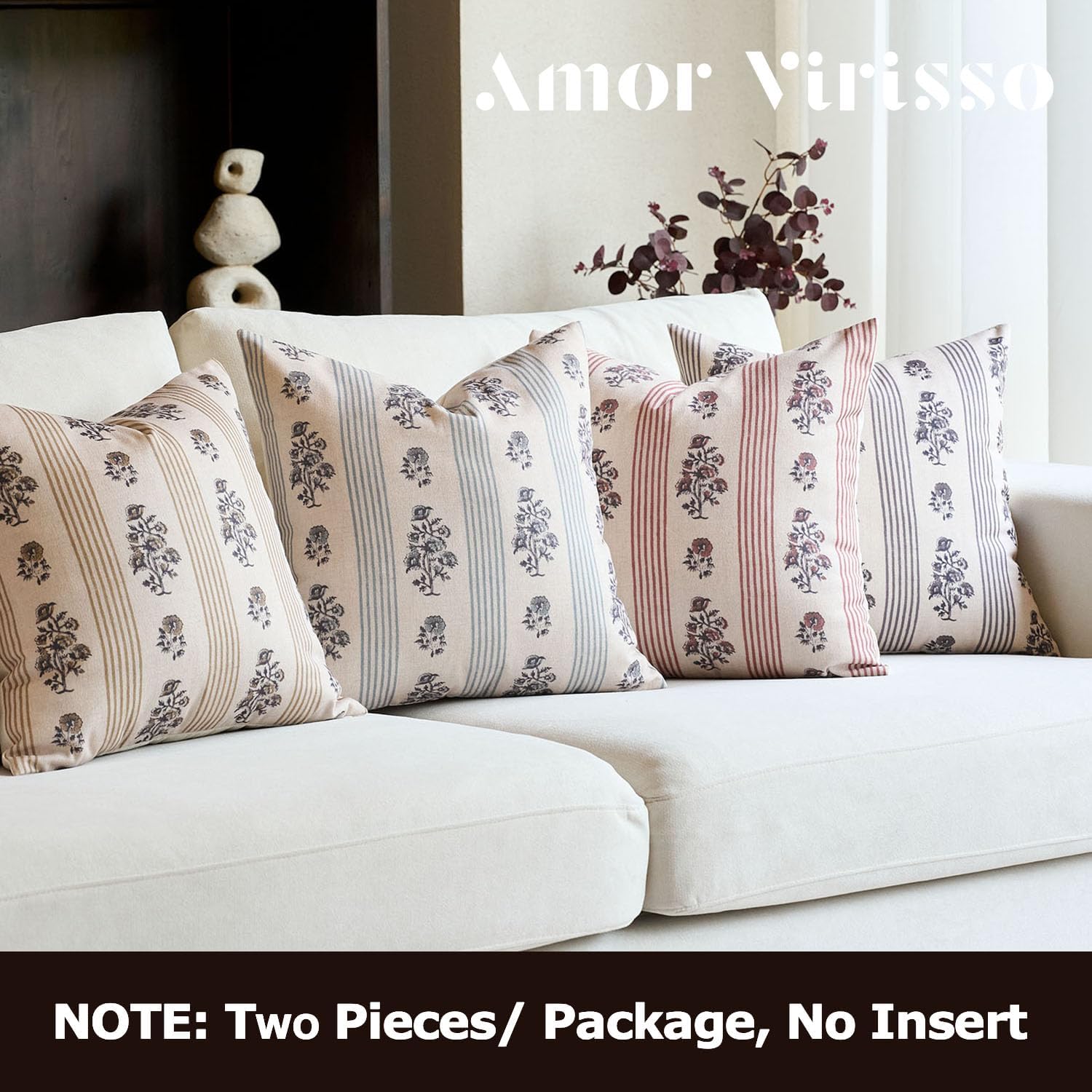 Farmhouse Beige Throw Pillow Cover — 18" - View 3