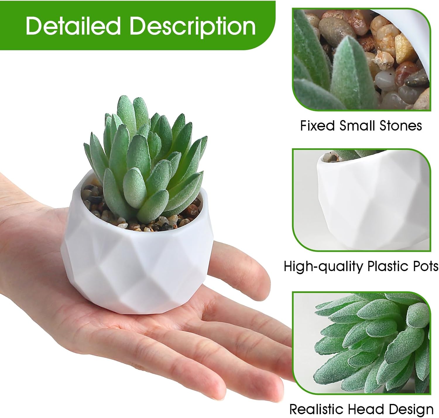 Green Faux Succulent - View 3