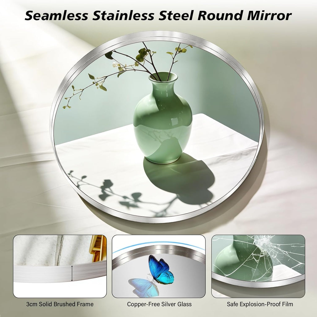 Framed Metal Round Mirror — 28" - View 6