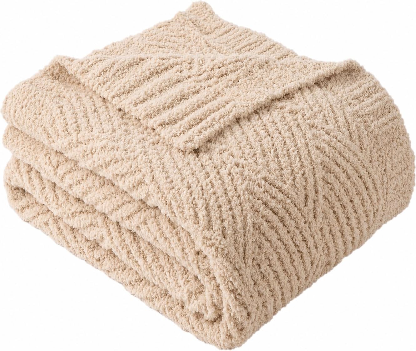 Knit Beige Throw Pillow — 50" — Beige