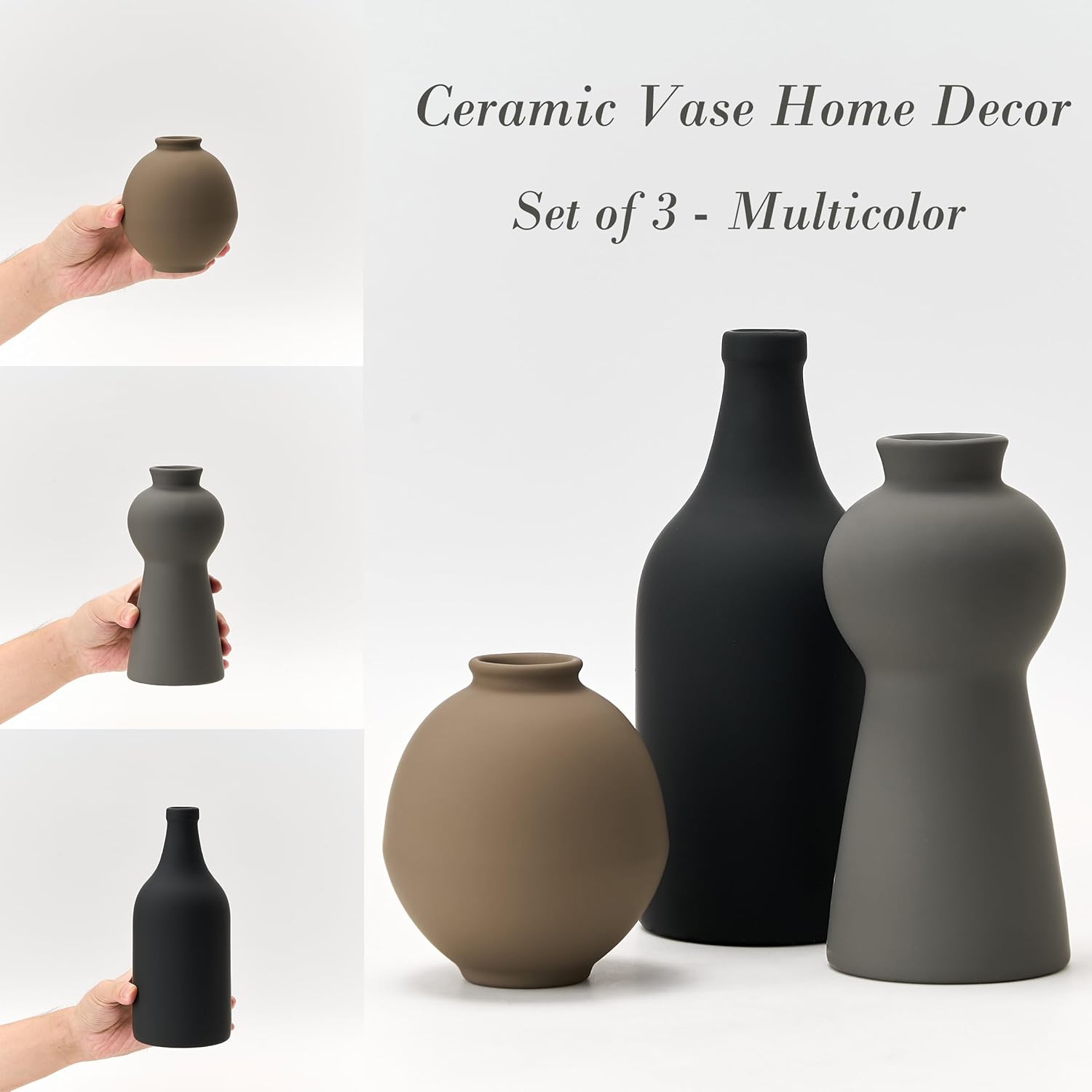 Farmhouse White Vase Set — Set of 3 - View 3