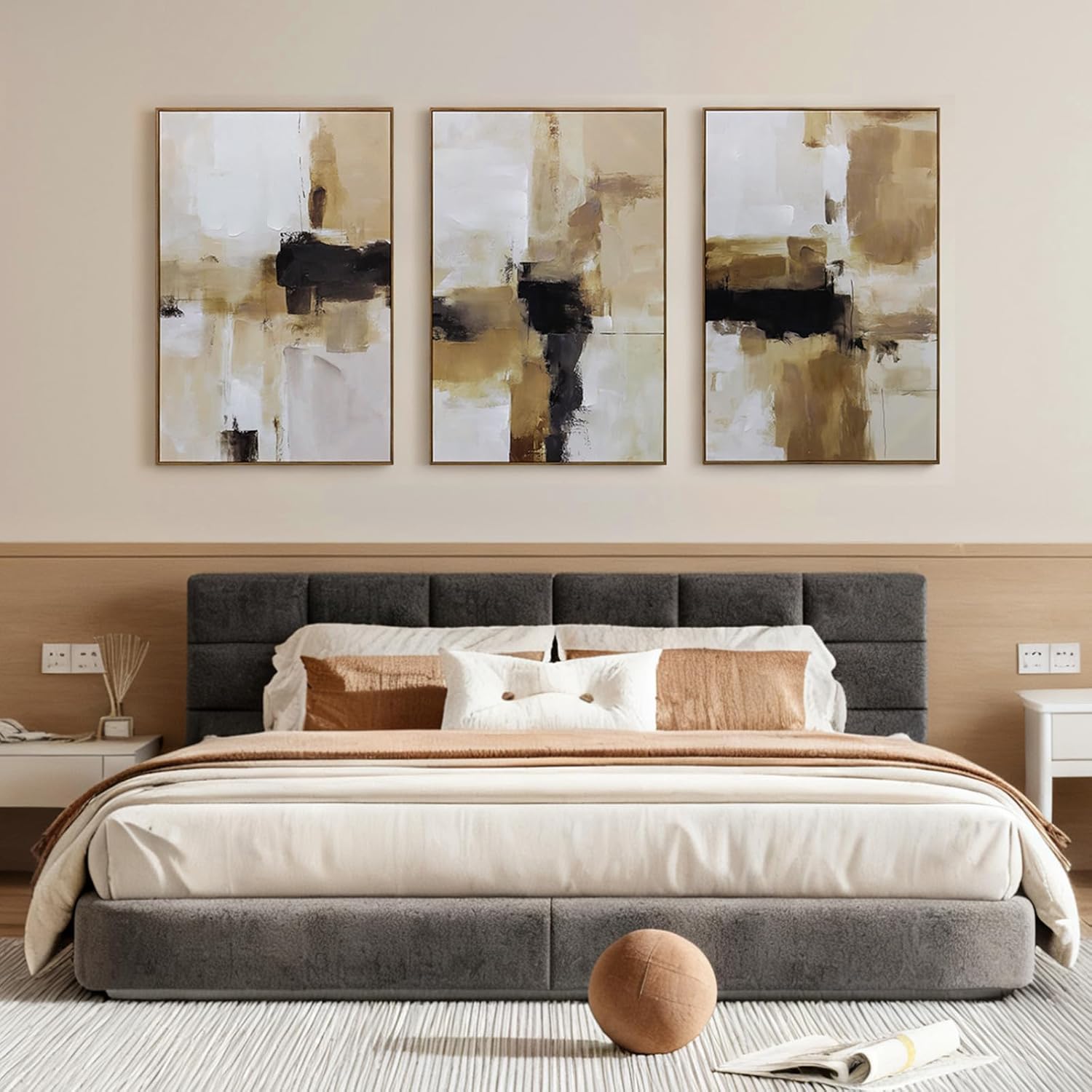 Framed Modern Beige Canvas Wall Art — 24" - View 6