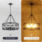 Round Farmhouse Black Chandelier — 5-Light - View 9