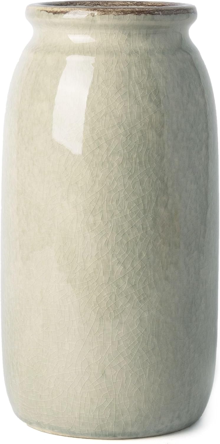 Farmhouse Blue Decorative Vase — 8" — Green