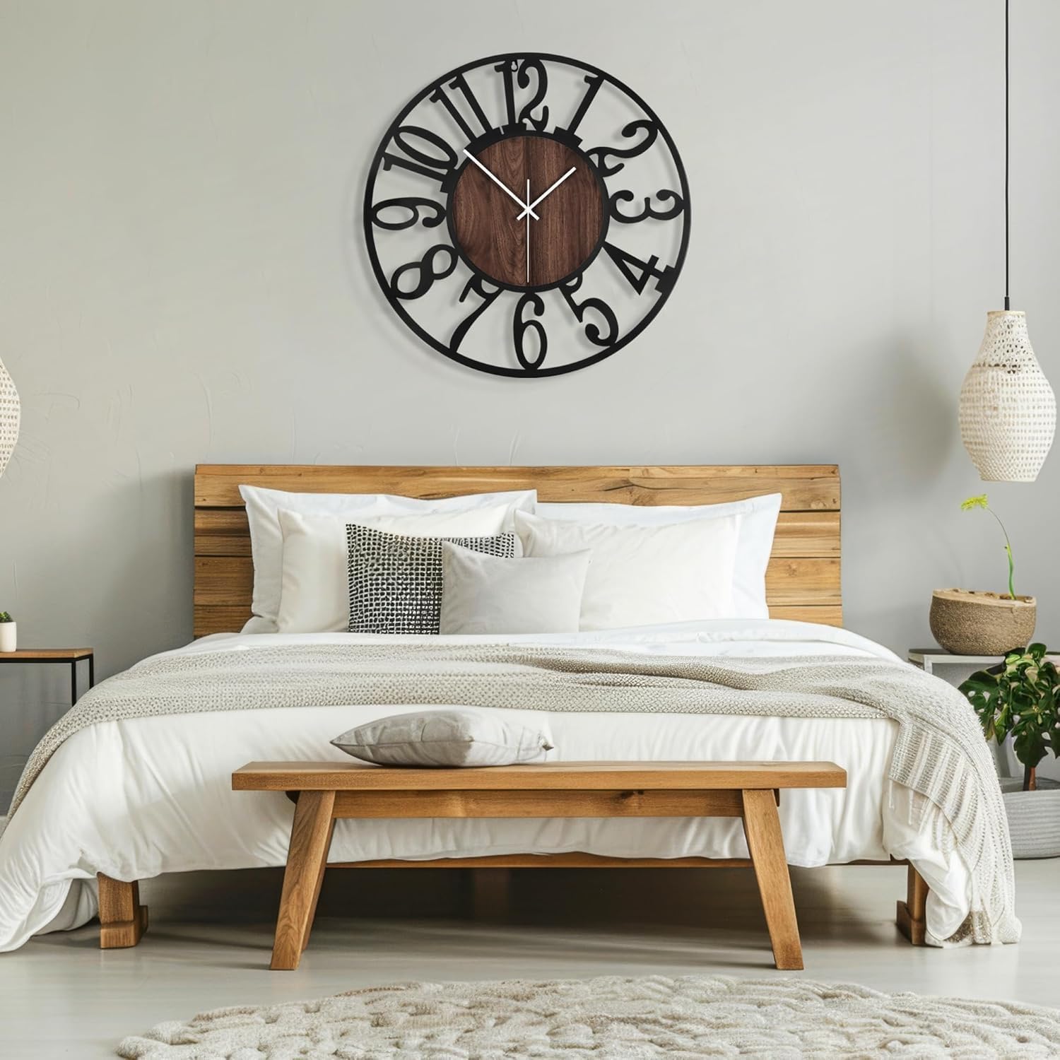 Battery Operated Farmhouse Black Wall Clock — 24" - View 7