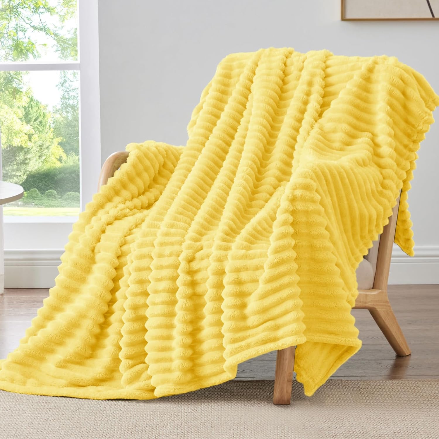 Beige Throw Pillow — 50" — Custard Yellow