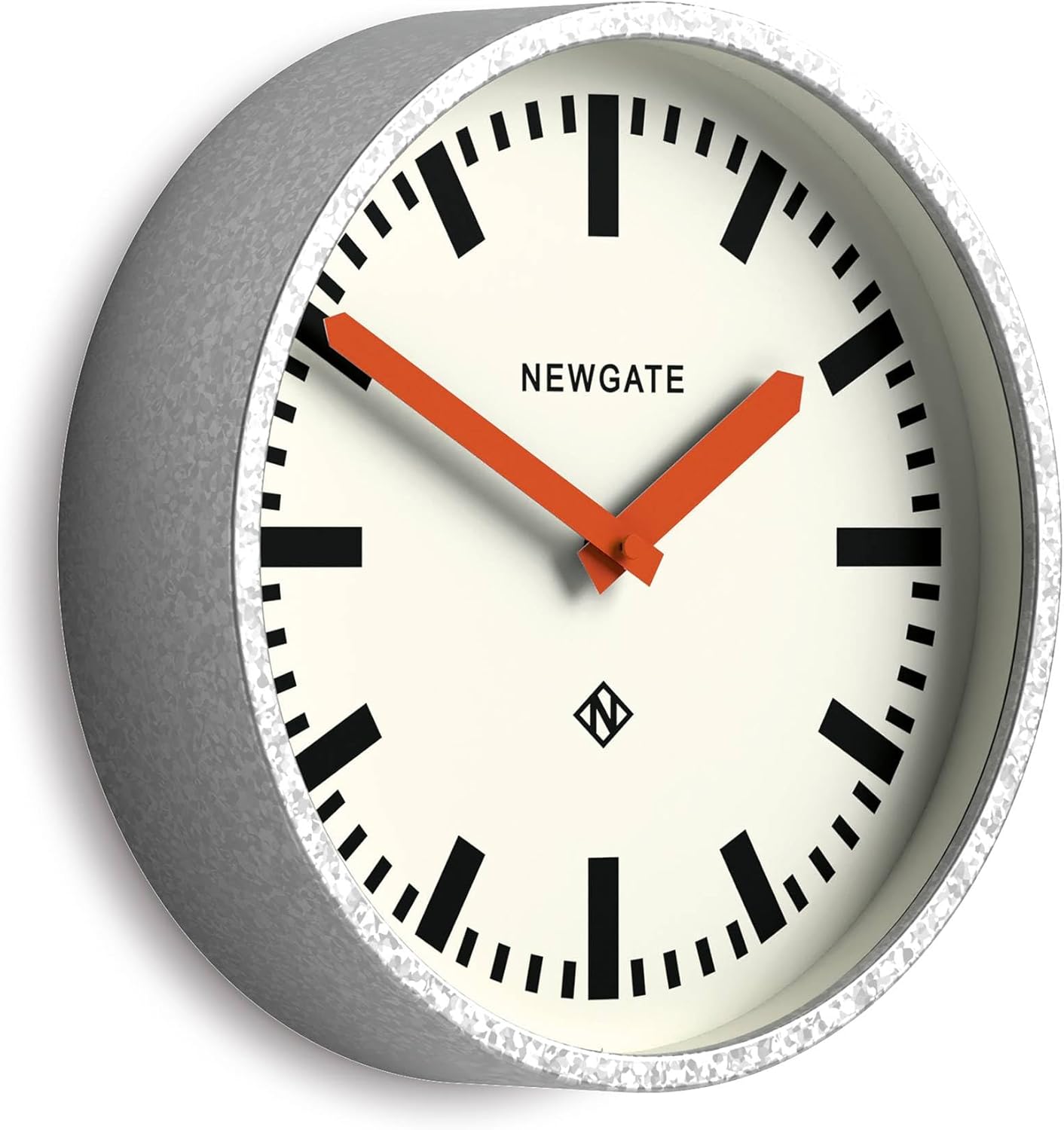 Vintage Mid-Century Black Wall Clock — 12" — Pumpkin Orange