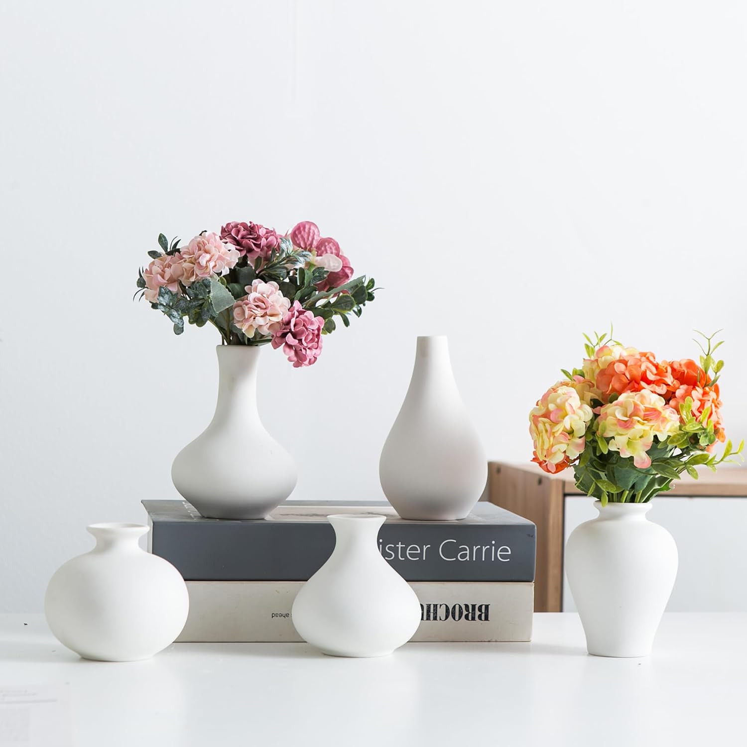 Boho Black Vase Set — Set of 11 — C-white Small Vase Set of 5