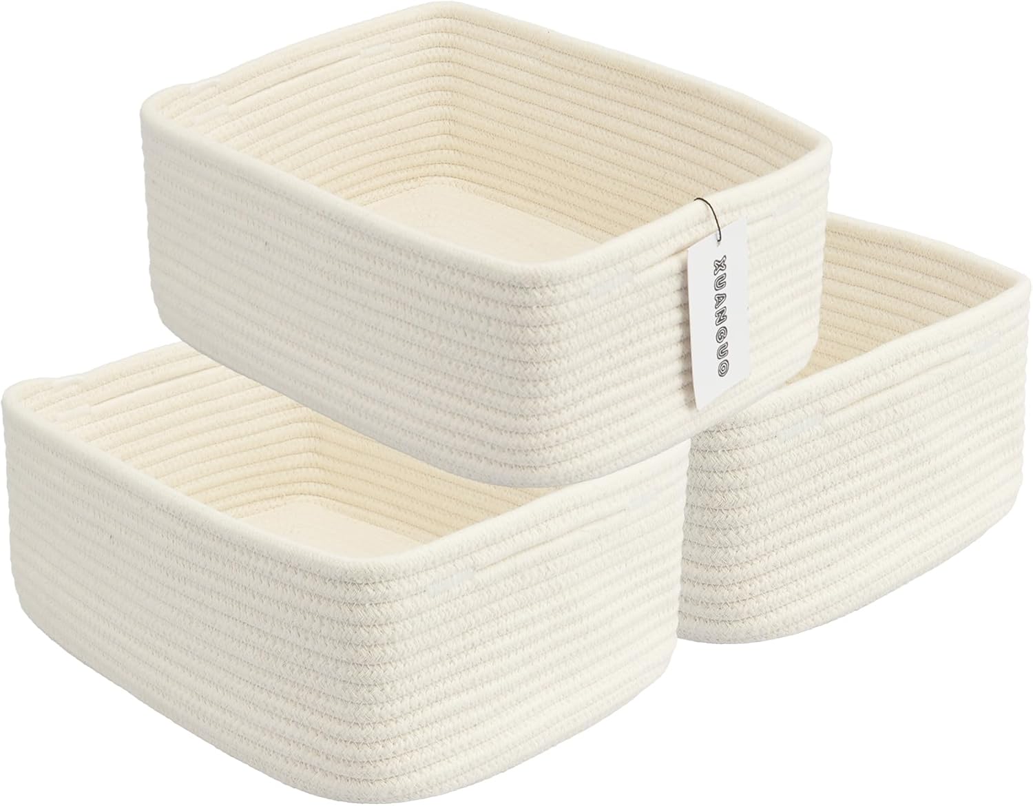 Boho Beige Storage Basket — white