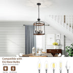Farmhouse Black Chandelier — 4-Light - View 5